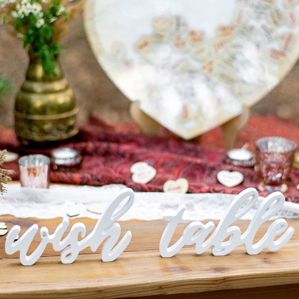 white-wooden-wish-table-sign-rustic-wedding-sign-wedding-decoration|DN3-008|Luck and Luck|2