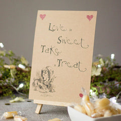 alice-in-wonderland-candy-sweet-bar-kraft-brown-love-is-sweet-sign-and-easel|LLSTKAIWL1LIS|Luck and Luck| 1