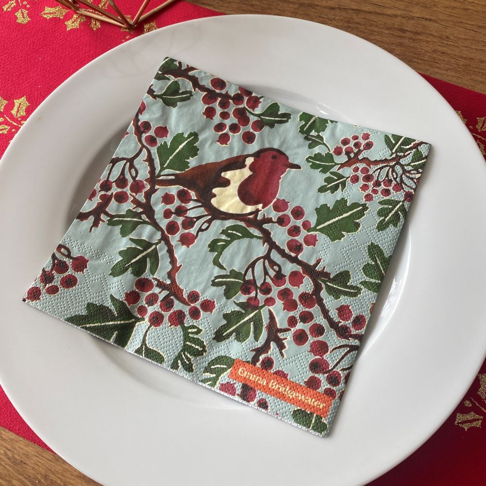 emma-bridgewater-hawthorn-robin-christmas-paper-luncheon-napkins-x-20|L895429|Luck and Luck|2