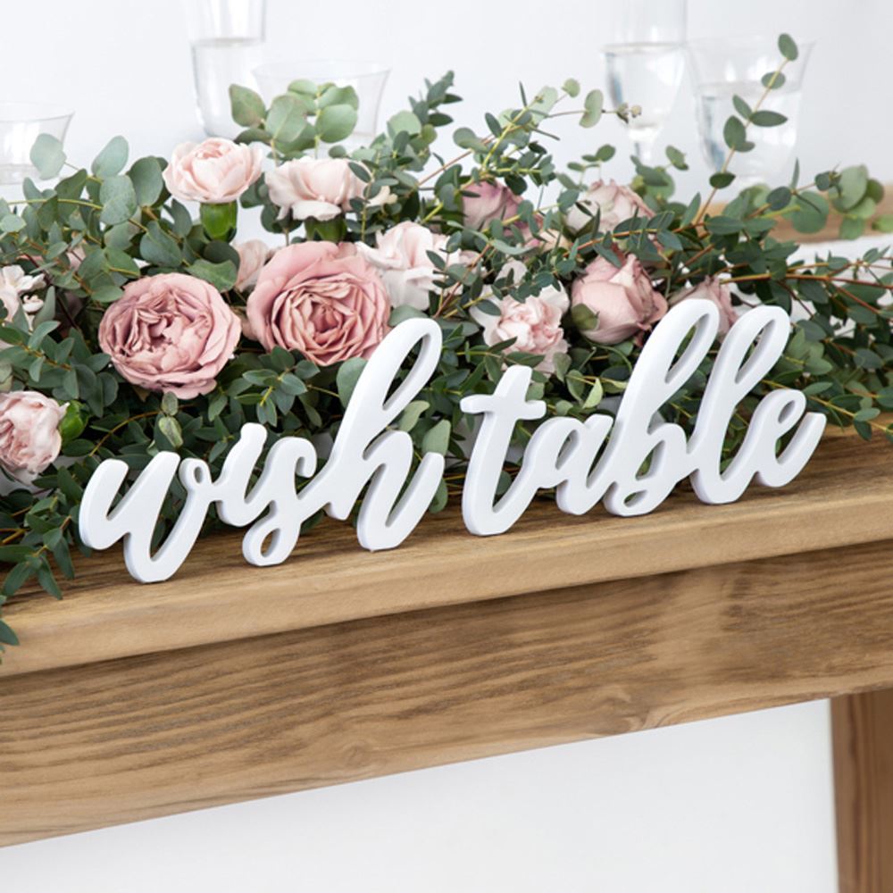 white-wooden-wish-table-sign-rustic-wedding-sign-wedding-decoration|DN3-008|Luck and Luck| 1