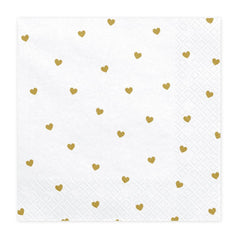 white-and-gold-heart-paper-napkins-x-20|SP33-49-008|Luck and Luck|2