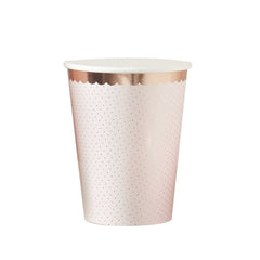 paper-party-cups-ditsy-floral-rose-gold-edge-pack-of-8-wedding-tea-party|DF-802|Luck and Luck|2