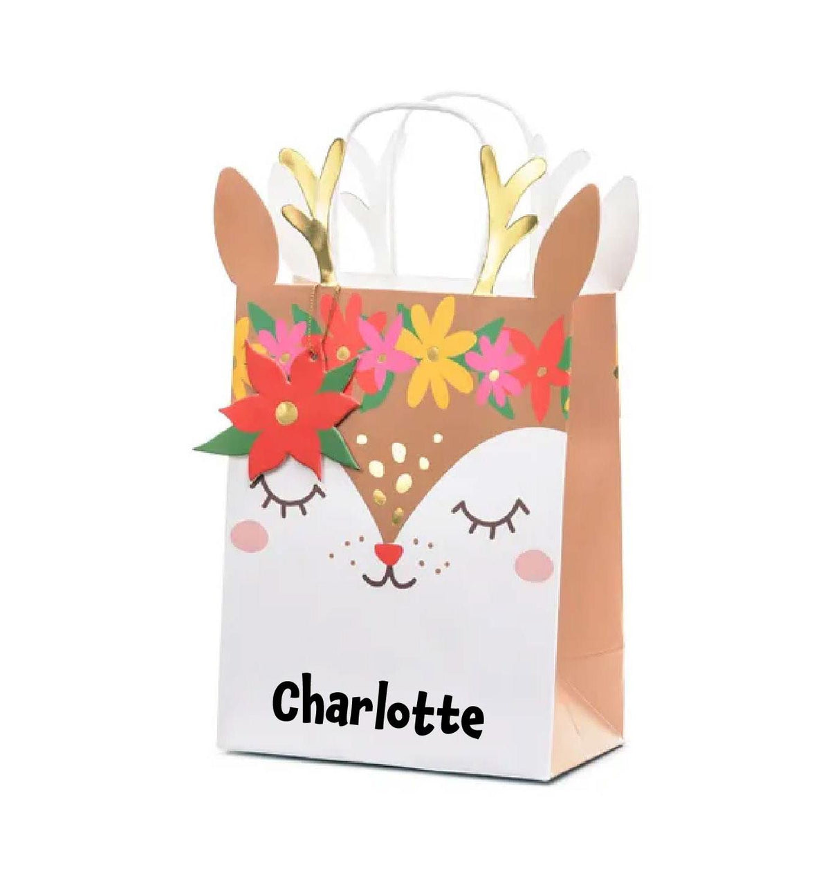 personalised-christmas-deer-gift-bag-with-name-x-1|LLVCTNP16|Luck and Luck| 1