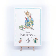 peter-rabbit-some-bunny-is-4-card-and-easel-4th-birthday-decoration|LLSTWPR4A4|Luck and Luck|2