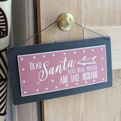 east-of-india-dear-santa-bring-prosecco-take-husband-wooden-sign-secret-santa|3399|Luck and Luck| 1