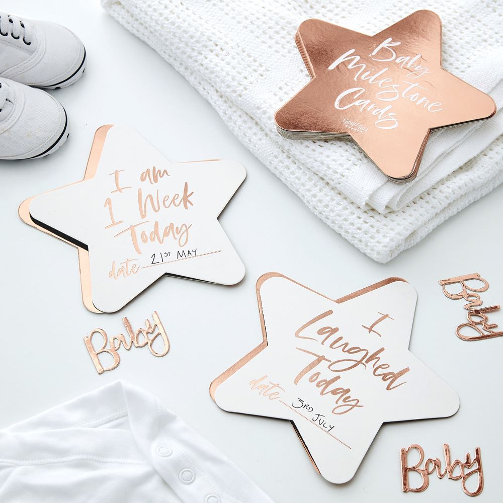 rose-gold-foiled-milestone-baby-shower-cards-twinkle-twinkle|TW814|Luck and Luck| 1