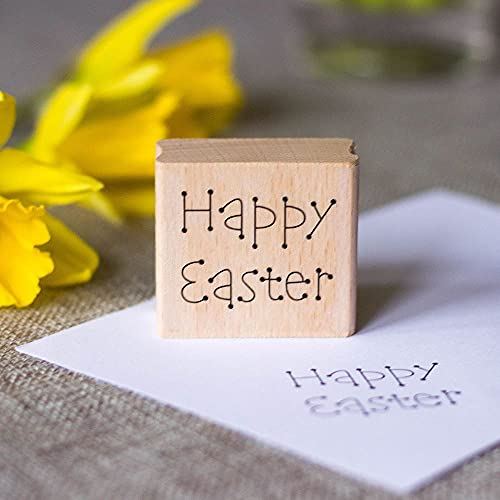 dotted-happy-easter-wood-mounted-rubber-craft-stamp|7025A|Luck and Luck| 1