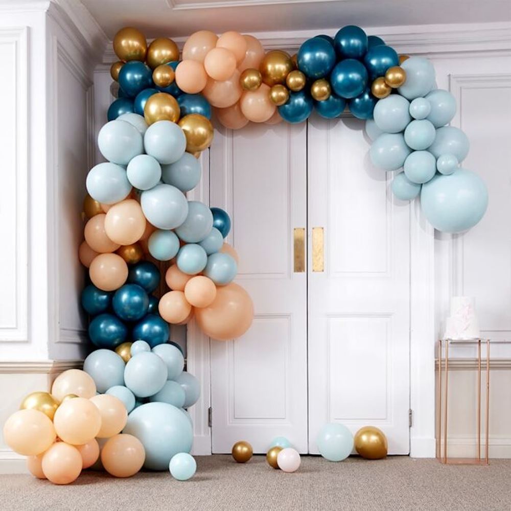 mint-green-gold-balloon-arch-backdrop-garland-200-balloons|BA-318|Luck and Luck| 1