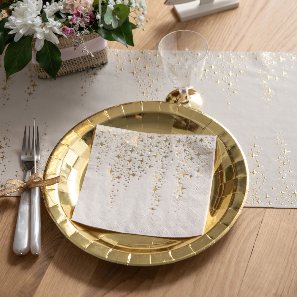 ivory-star-christmas-paper-napkins-with-gold-foil-x-10|814700000001|Luck and Luck| 1