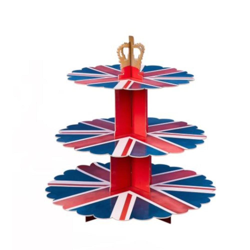 union-jack-3-tier-cardboard-cake-stand|HBRB109|Luck and Luck|2
