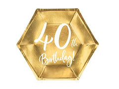 gold-40th-birthday-party-paper-plates-partyware-tableware-20cm-x-6|TPP7340019M|Luck and Luck| 1