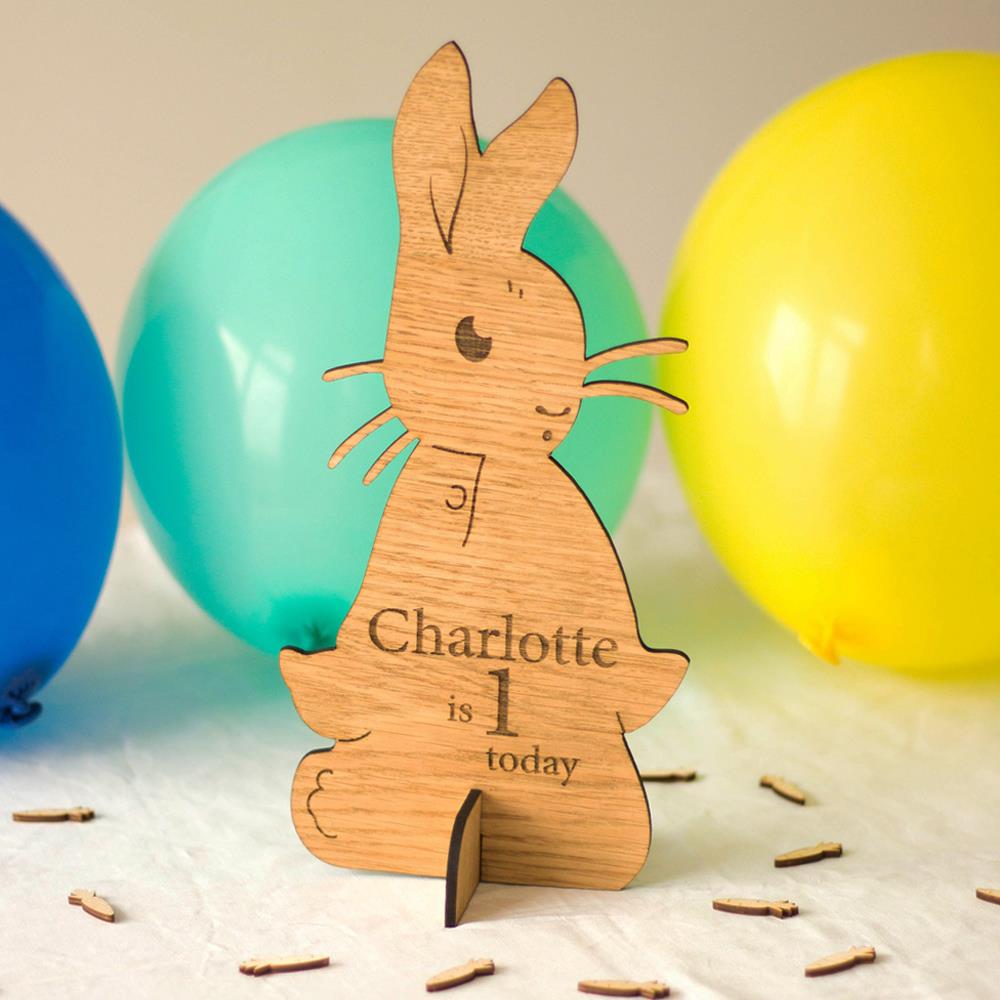 oak-wood-personalised-bunny-sign-29-5cm-font-2-peter-rabbit|LLWWBYO29F2|Luck and Luck| 1