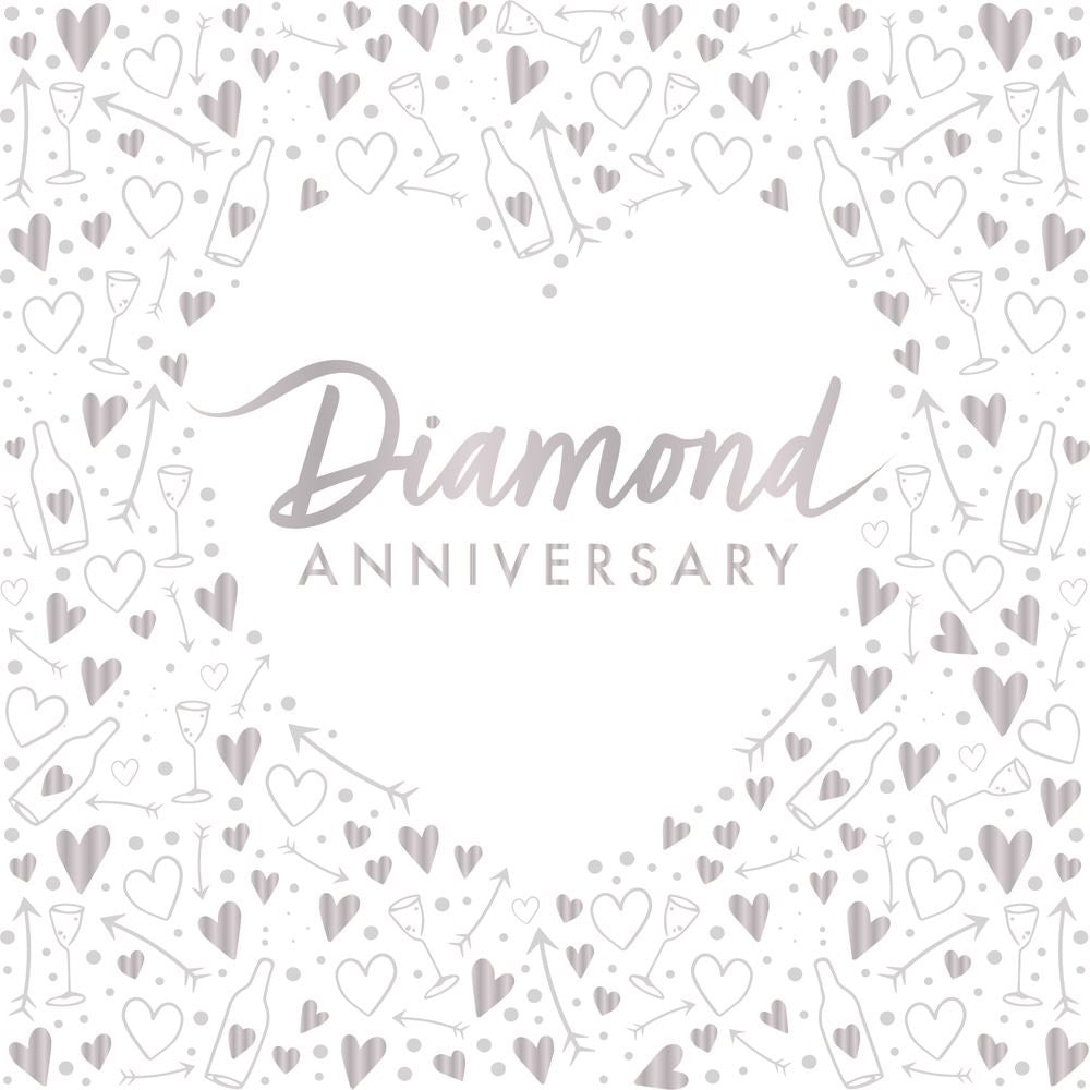 diamond-anniversary-foiled-paper-party-napkins-3-ply-x-16|J045|Luck and Luck| 1
