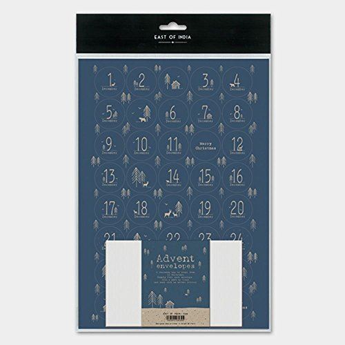 east-of-india-advent-calendar-24-envelopes-sheet-stickers-navy-trees-diy-advent|3344|Luck and Luck| 1