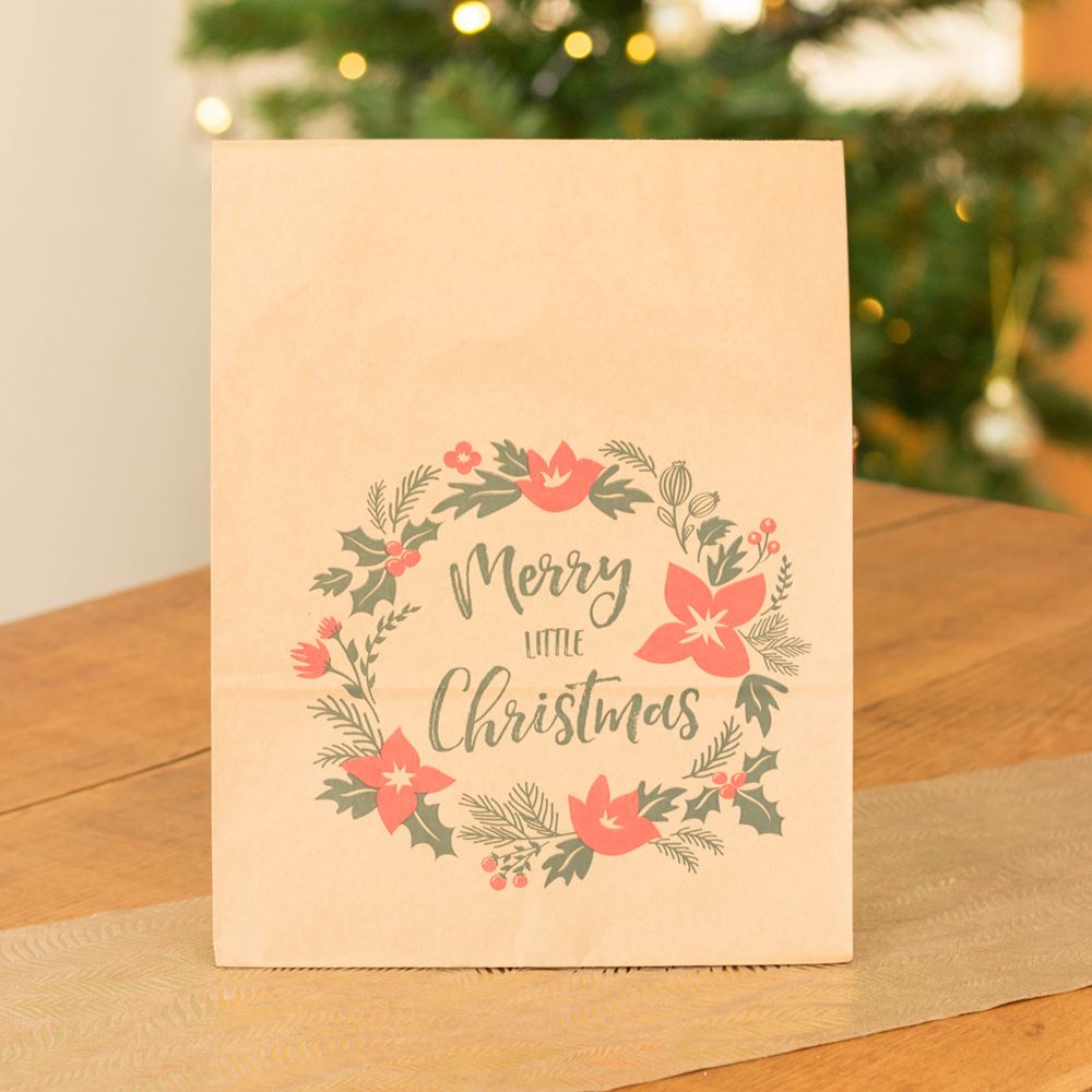 kraft-brown-gift-bags-merry-little-christmas-x-3|TNP2-031|Luck and Luck| 1