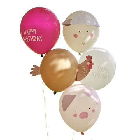 farm-animal-faces-party-balloons-x-5-farm-yard-birthday-party|FA-111|Luck and Luck|2