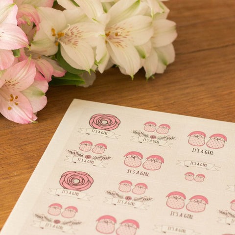 it-s-a-girl-sticker-sheet-35-stickers-single-sheet-new-baby-shower-shoes-roses|LLIAG001|Luck and Luck| 1