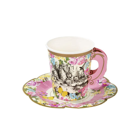 alice-in-wonderland-paper-cups-and-saucers-x12|TSALICECUPSETV2|Luck and Luck|2