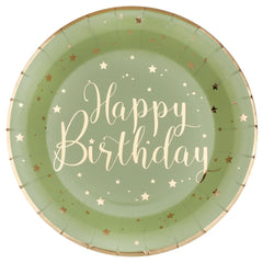 olive-green-happy-birthday-paper-party-plates-x-10|674500000103|Luck and Luck|2