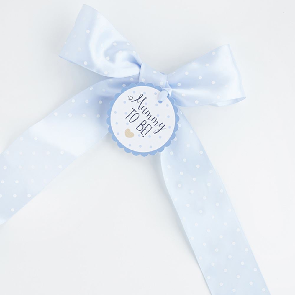 mummy-to-be-ribbon-sash-blue-with-white-dots-baby-shower|J012BL|Luck and Luck| 1