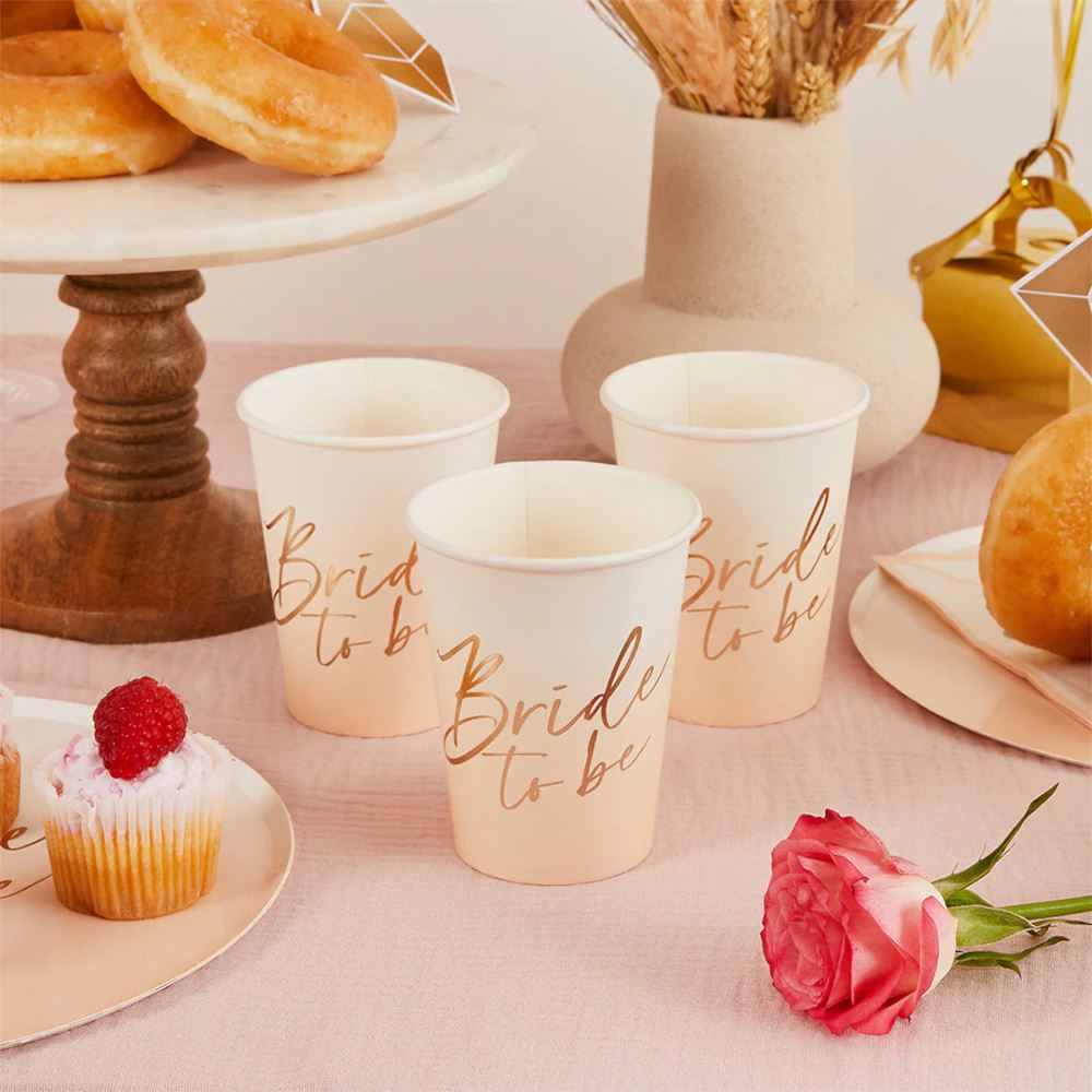 bride-to-be-hen-party-paper-cups-x-8-bachelorette|HBBT107|Luck and Luck|2
