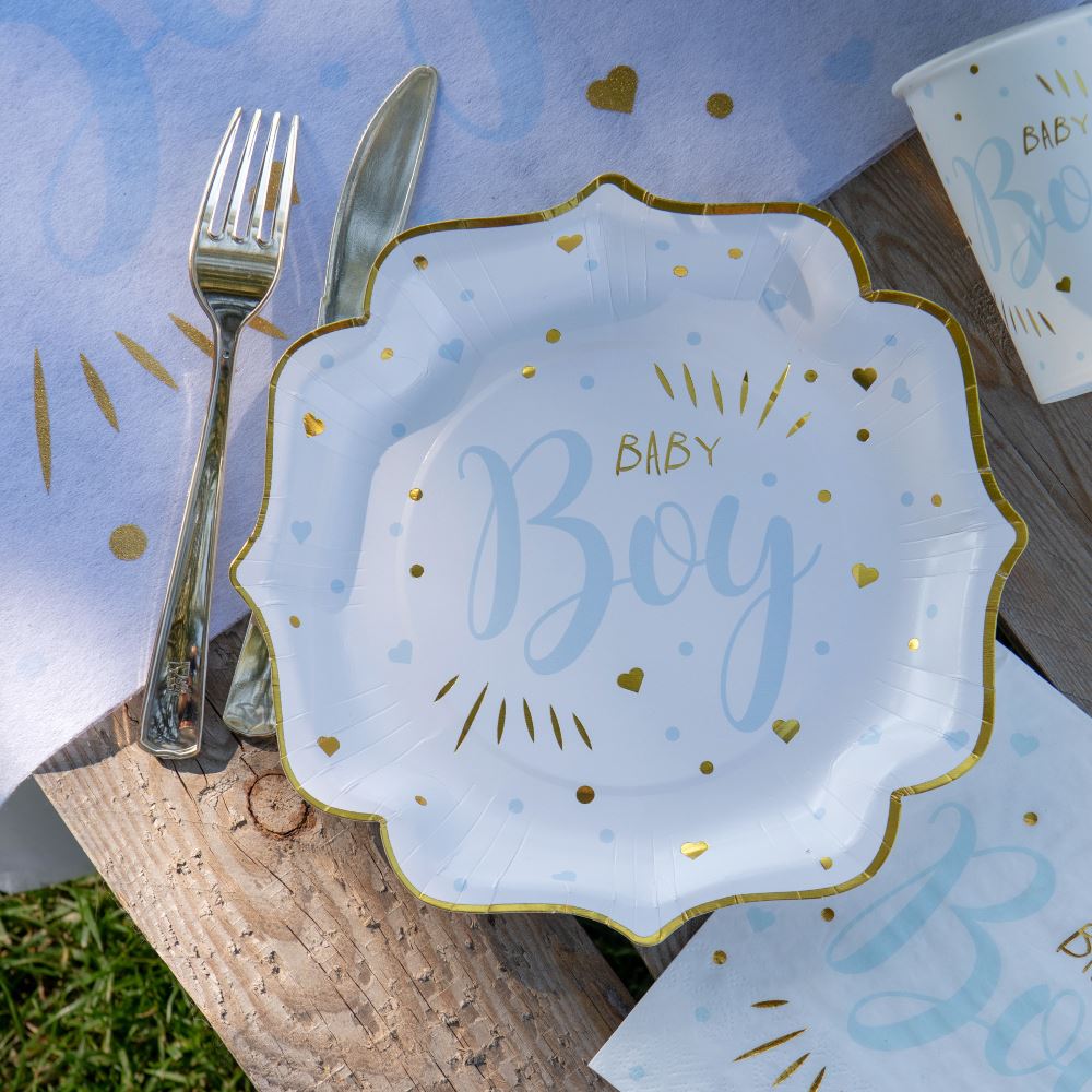 white-and-gold-baby-boy-paper-plates-x-10-baby-shower|725200000006|Luck and Luck| 1