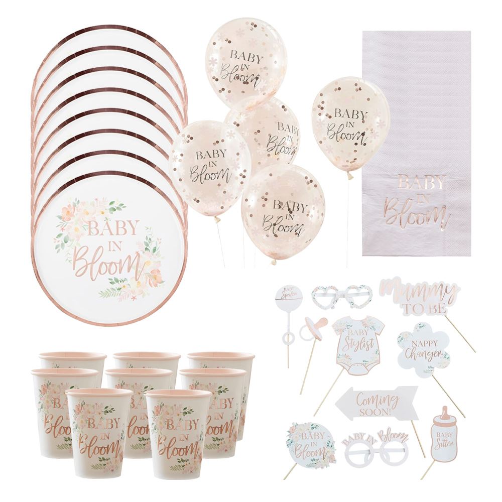 baby-shower-party-pack-cups-plates-napkins-balloons-photo-props|BABYBLOOMPP2|Luck and Luck| 1