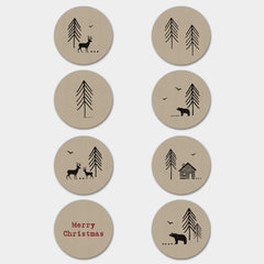 east-of-india-christmas-forest-stickers-brown-kraft-40-sticker-single-sheet-craft|1733K|Luck and Luck| 3