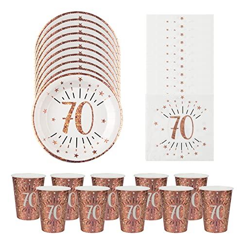 sparkle-rose-gold-age-70-party-pack-plates-napkins-and-cups|LLSPARKLEAGE70PP|Luck and Luck| 1