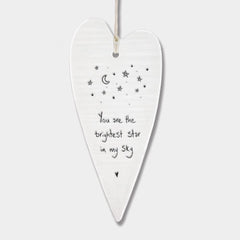 east-of-india-long-porcelain-hanging-heart-you-are-the-brightest-star-gift|6243|Luck and Luck| 3