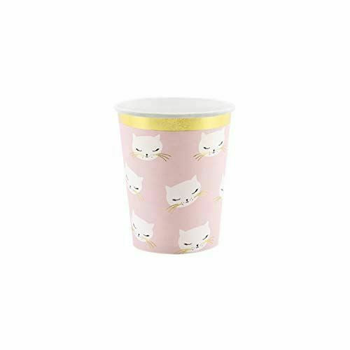 pink-paper-party-cups-with-cat-kitten-design-x-6|KPP42|Luck and Luck|2