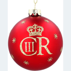gisela-graham-red-glass-ball-king-charles-royal-insignia-decoration|02065|Luck and Luck|2