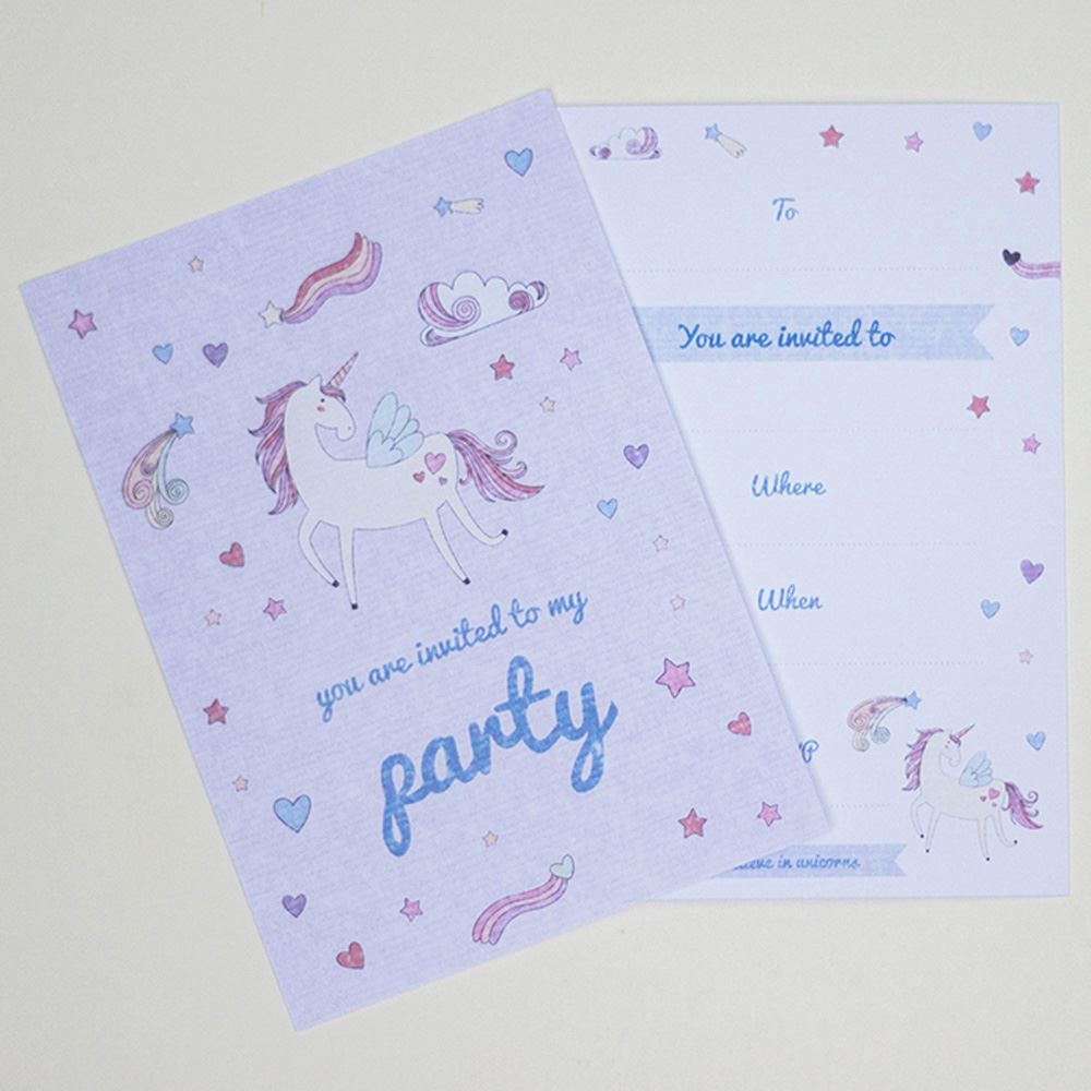 unicorn-invites-pastel-with-envelopes-set-of-6-unicorn-party-celebration|LLINVUNIPAST|Luck and Luck|2