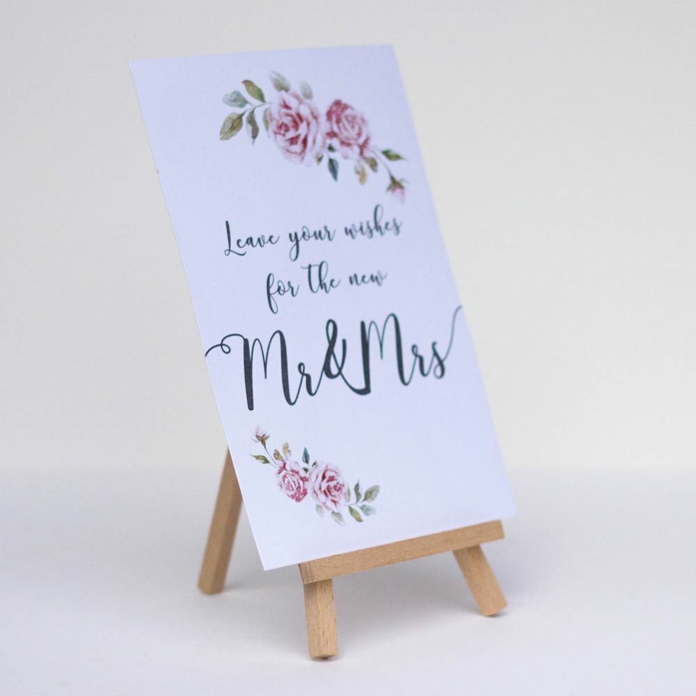 leave-your-wishes-boho-white-card-and-easel-wedding-guest-book-sign|LLSTWBOHOLYW|Luck and Luck| 1