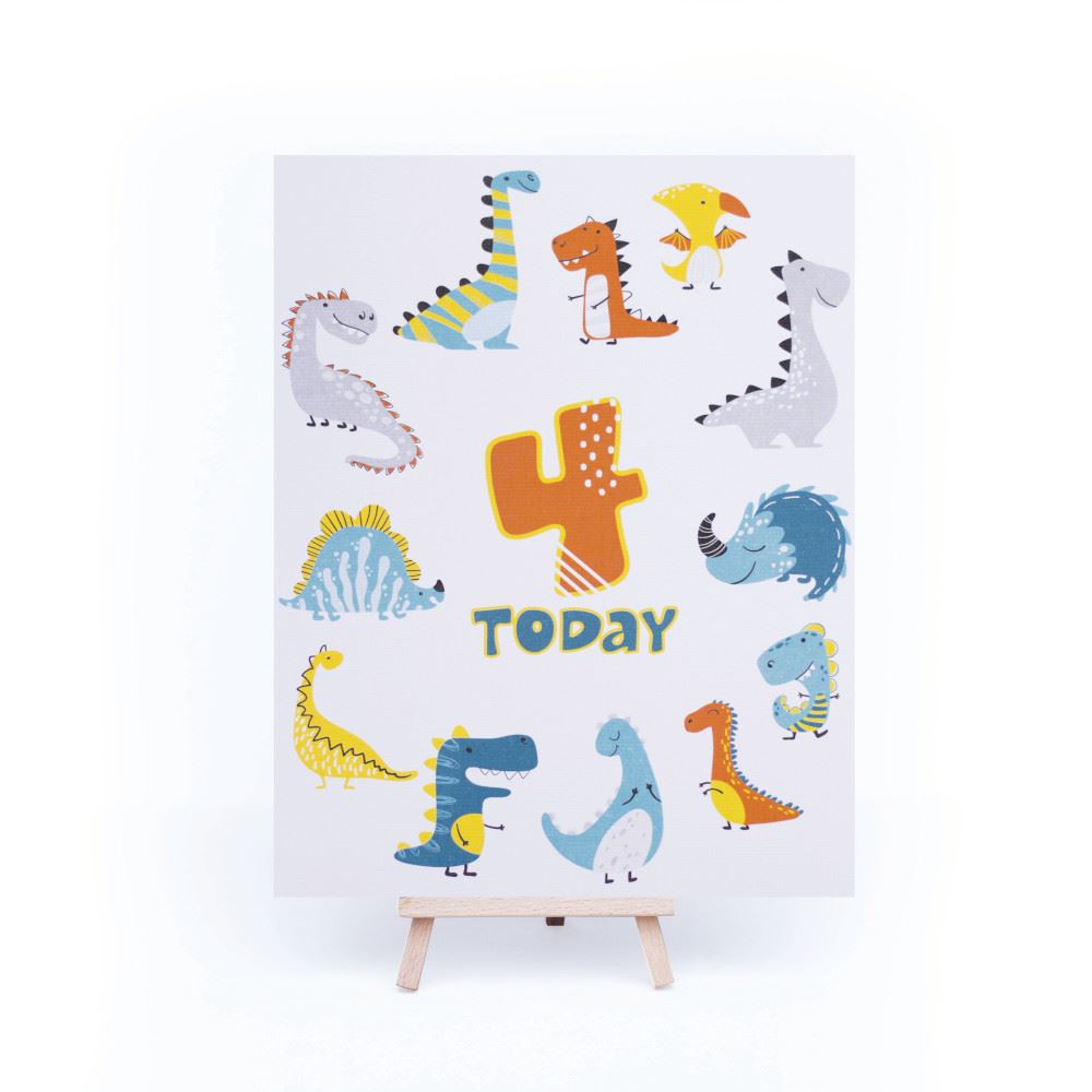 dinosaur-birthday-age-4-sign-and-easel|LLSTWDINO4A4|Luck and Luck| 3