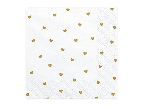 white-and-gold-heart-paper-napkins-x-20|SP33-49-008|Luck and Luck| 1