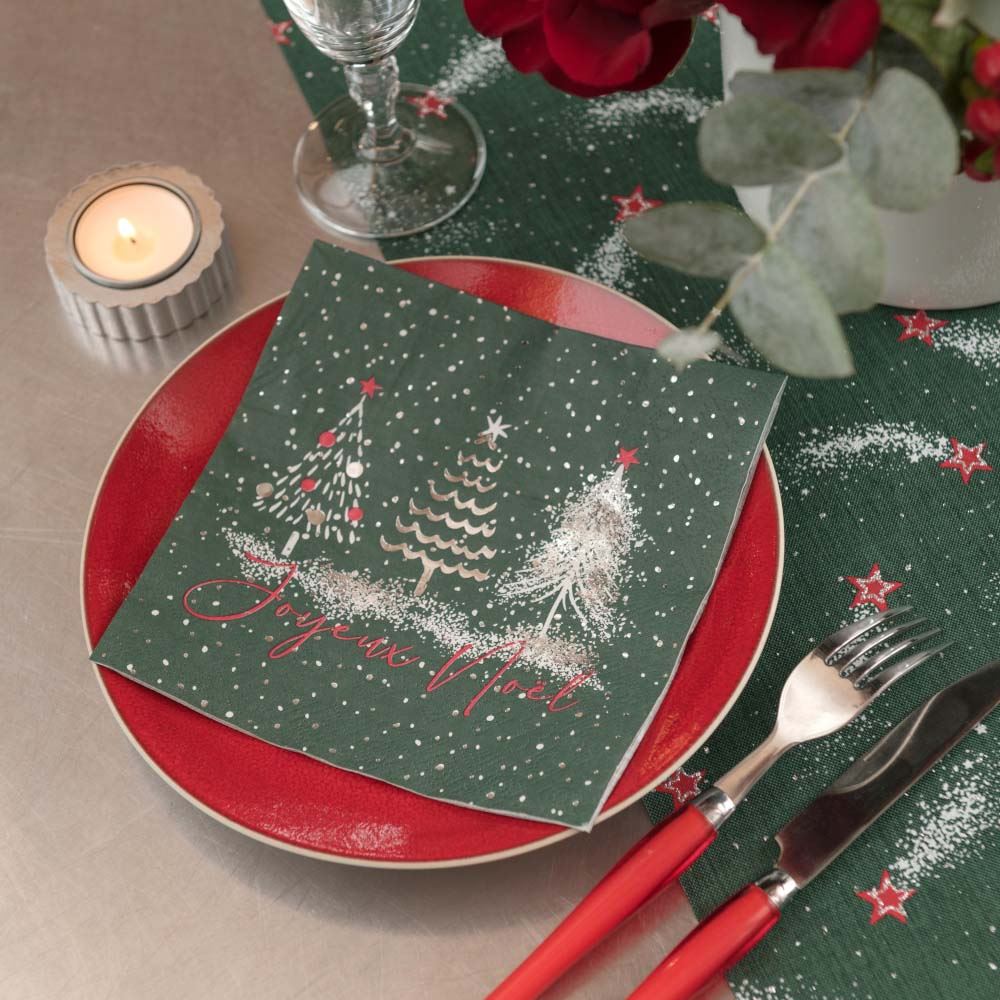 joyeux-noel-green-christmas-paper-party-napkins-x-10|816600000027|Luck and Luck| 1