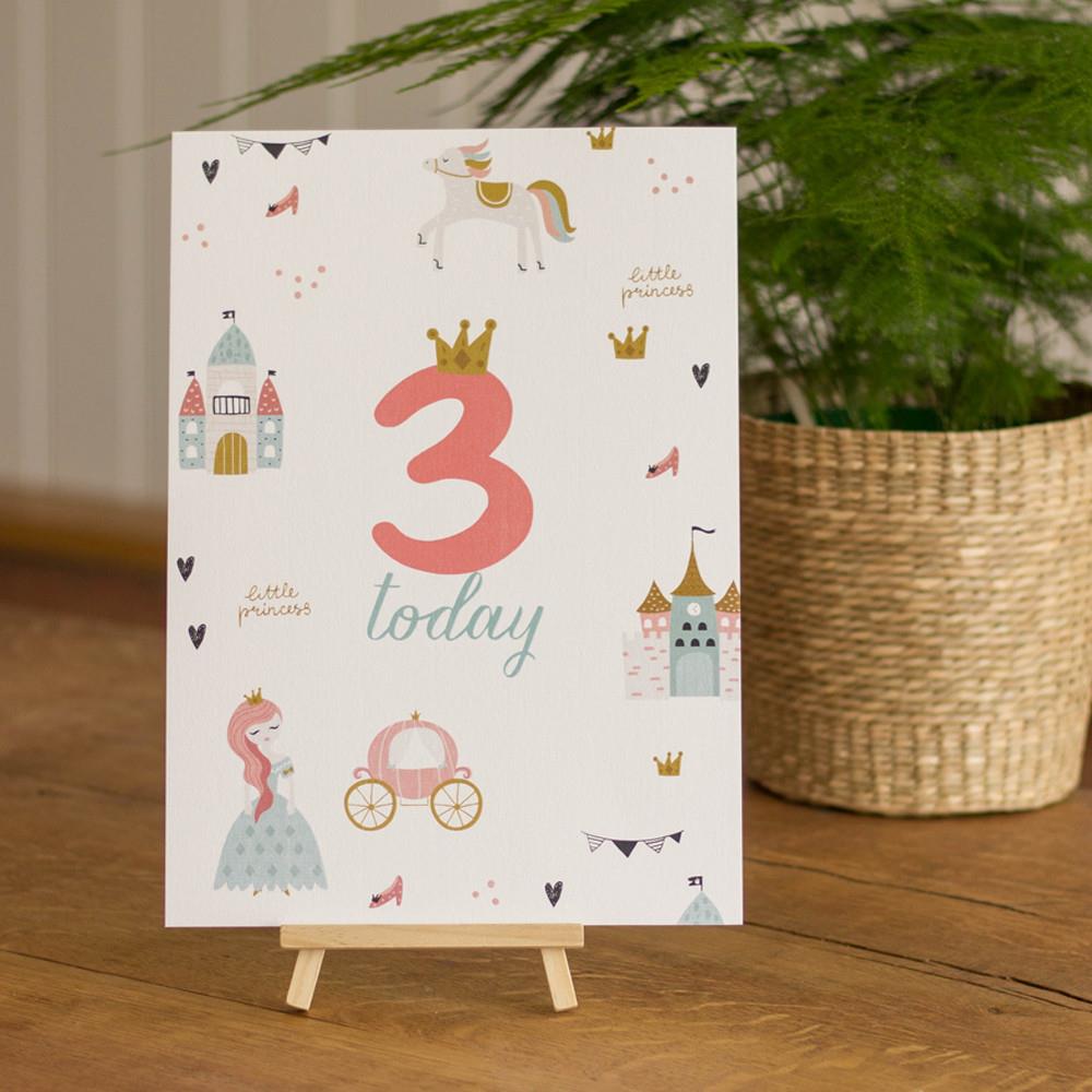 little-princess-age-3-birthday-sign-and-easel|LLSTWPRINCESS3A4|Luck and Luck| 1