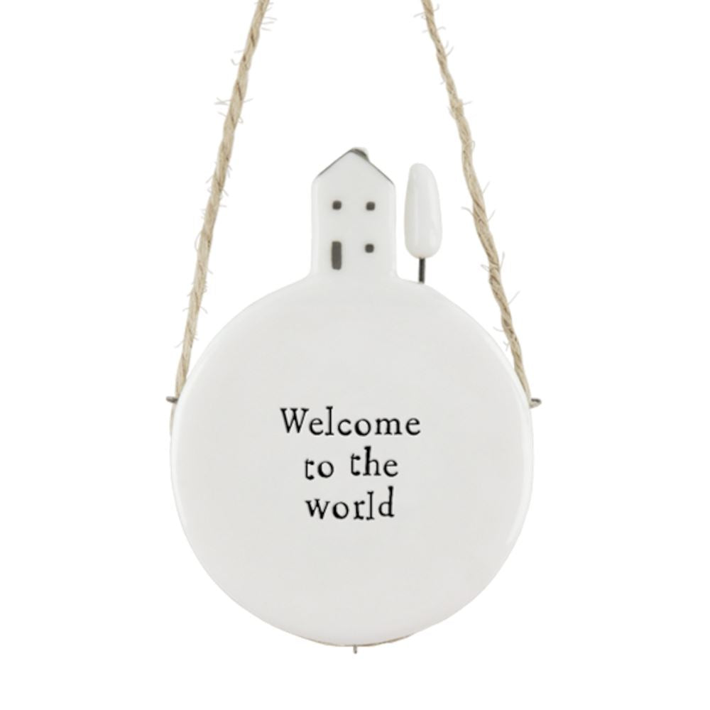 east-of-india-porcelain-hanger-welcome-to-the-world|6582|Luck and Luck|2