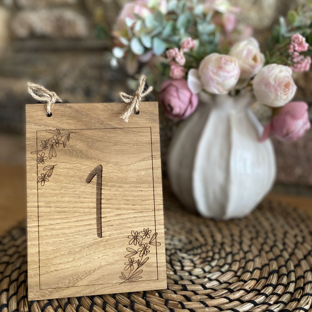 wooden-oak-veneer-table-number-design-1-wedding-event|LLWWTABNUMD1SMALL|Luck and Luck| 1