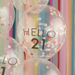 hello-21-rainbow-confetti-18th-birthday-balloons-x-5|MIX-641|Luck and Luck|2