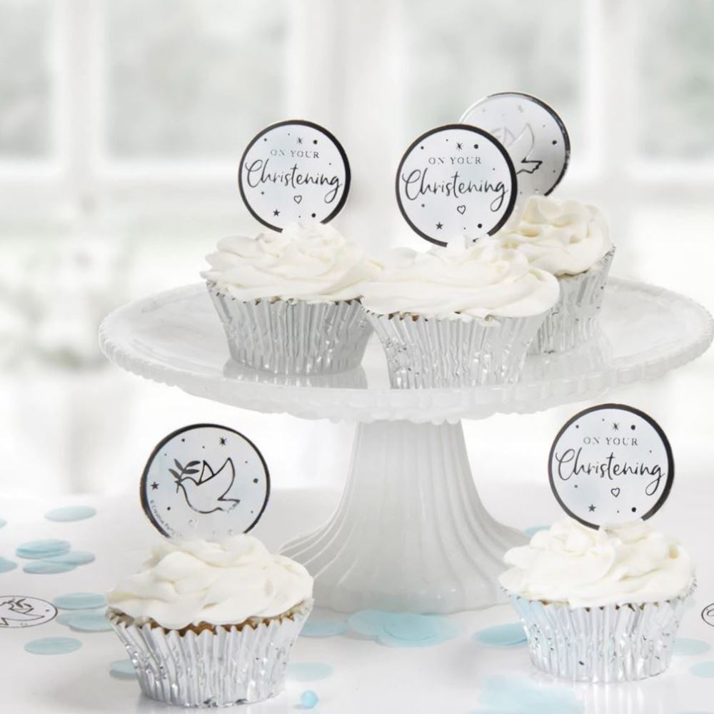 on-your-christening-cupcake-toppers-blue-x-12|J099|Luck and Luck| 1