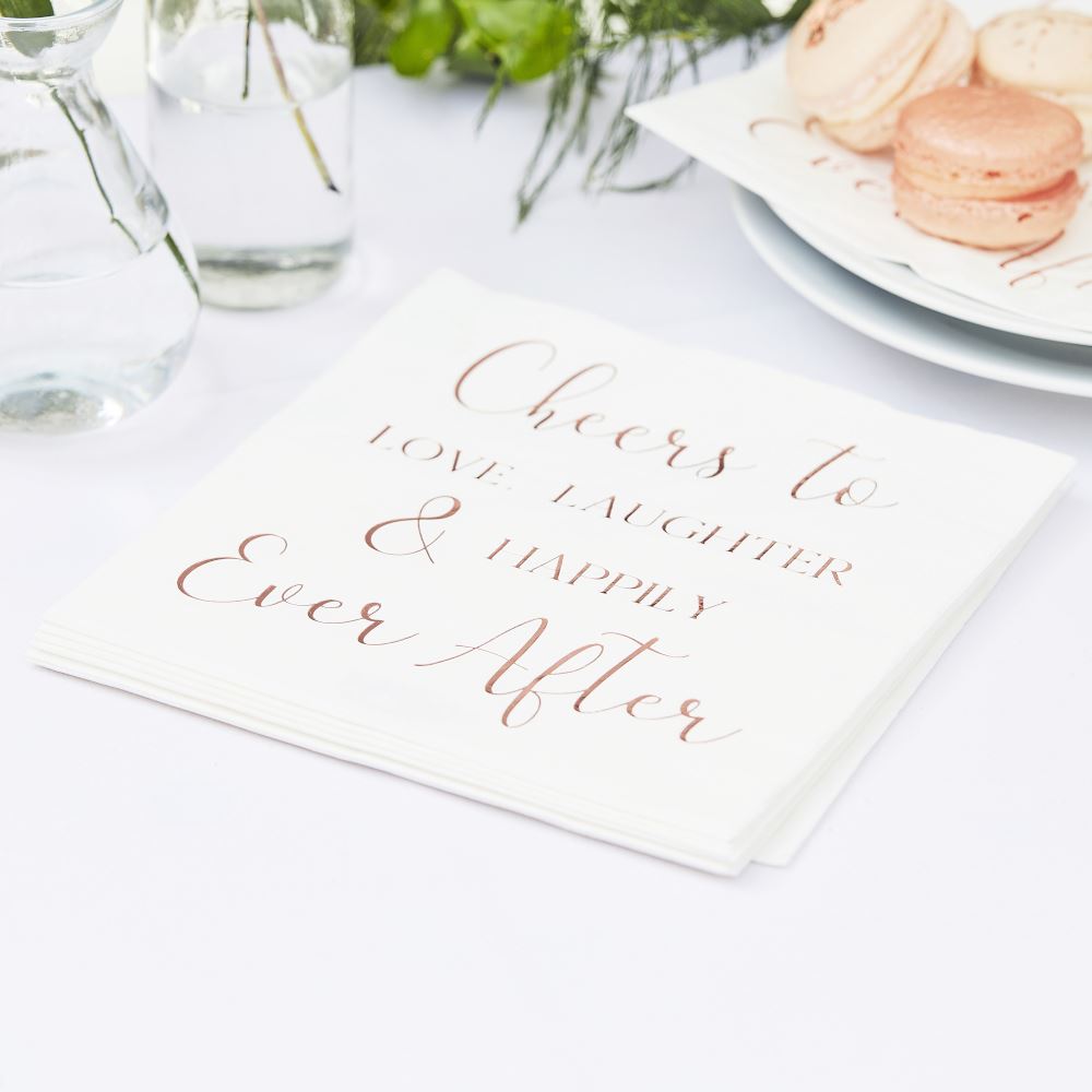 rose-gold-happily-ever-after-paper-wedding-party-napkins-x-16|BR385|Luck and Luck| 1