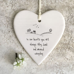 east-of-india-porcelain-hanging-heart-in-our-hearts-you-will-stay|6199|Luck and Luck| 1