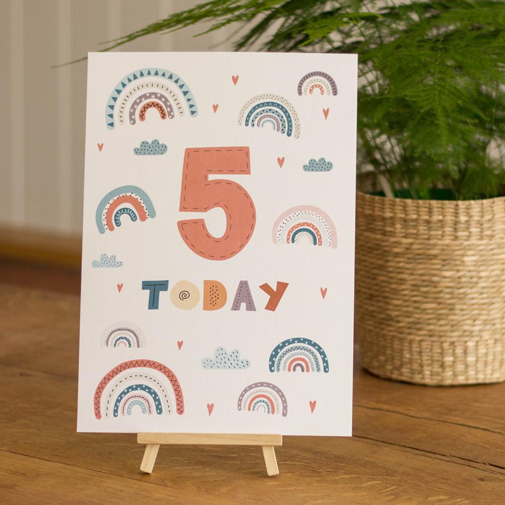 rainbow-age-5-birthday-sign-and-easel|LLSTWRAINBOW5A4|Luck and Luck| 1