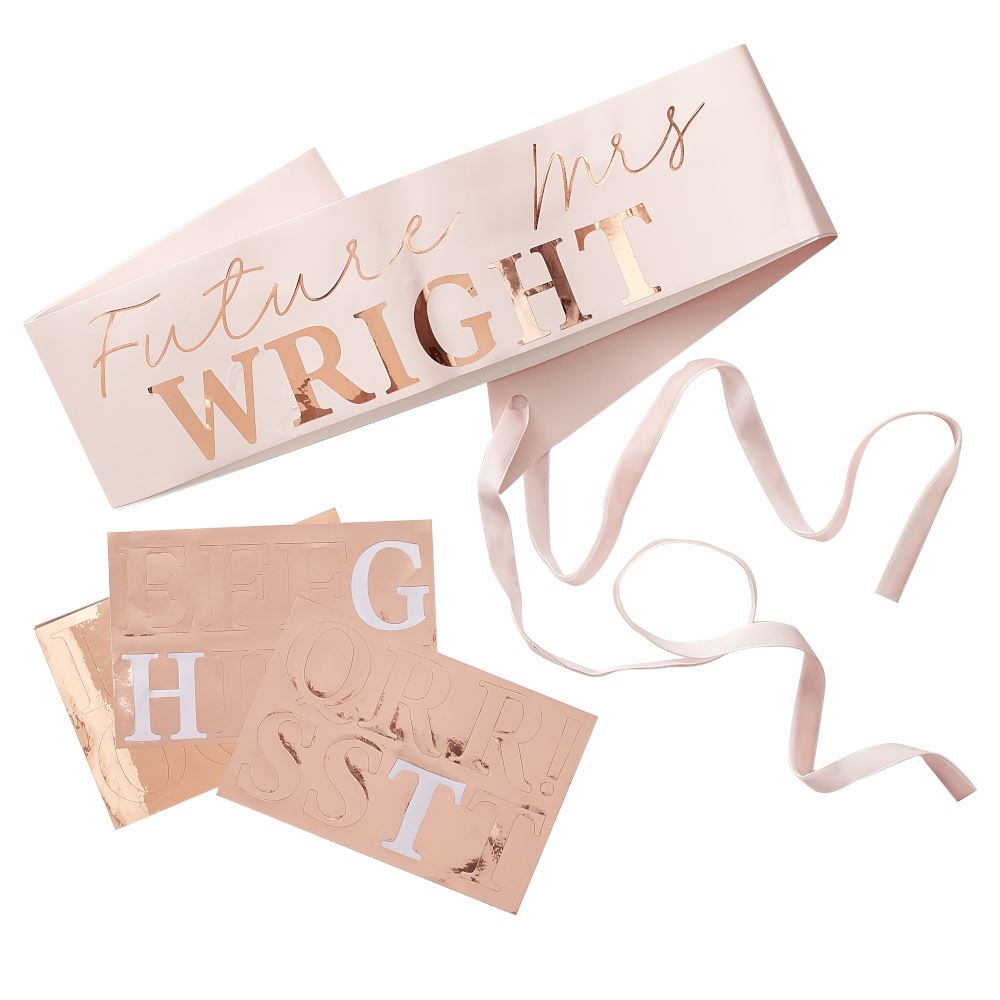 personalised-rose-gold-blush-pink-hen-party-bride-to-be-sash|HN833|Luck and Luck|2