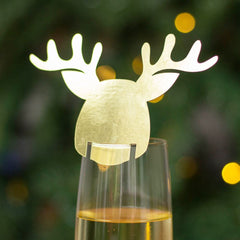 gold-christmas-reindeer-drink-toppers-x-10-festive-party|LLWWGRDDT|Luck and Luck|2