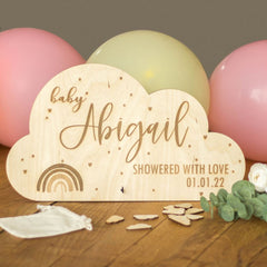 personalised-wooden-cloud-baby-shower-alternative-guest-book|LLWWGBCDP|Luck and Luck|2
