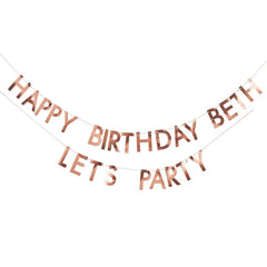 personalised-rose-gold-birthday-banner-garland-decorations-4m|MIX145|Luck and Luck|2