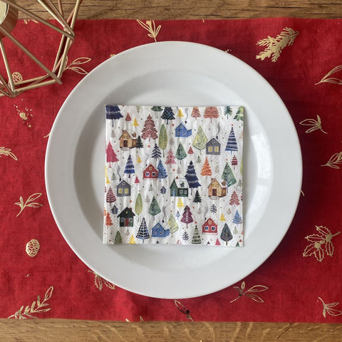 winter-village-canape-cocktail-christmas-paper-napkins-x-20|C970500|Luck and Luck| 1